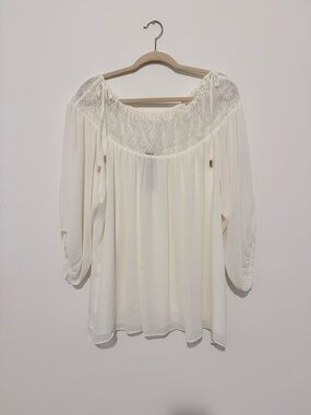 Chico's Cream Lace Yoke Boho Tunic